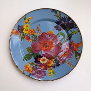 MacKenzie-Childs Flower Market Dinner Charger Plate - Blue Enamel Floral 12"